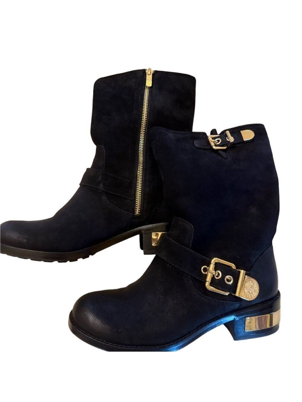 Vince Camuto VC-Winchell Black Silk Goat  Moto Boots Size 7.5M